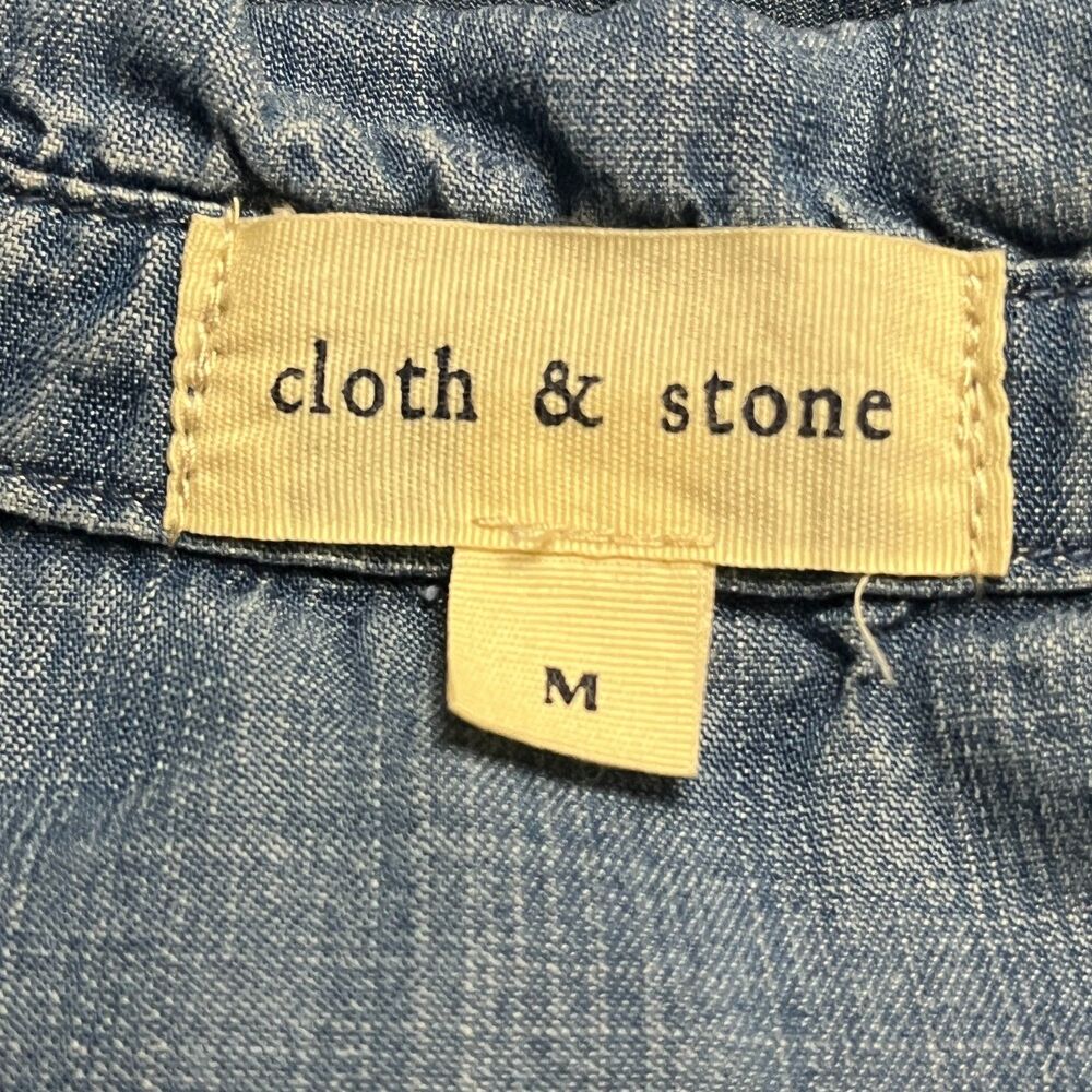 Cloth & Stone Anthropologie Blue Denim Chambray Popover Top Women's Medium - Picture 5 of 6